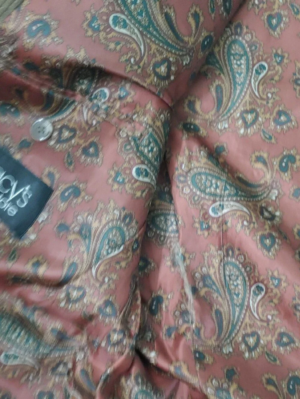 Vintage Ralph Lauren Corduroy Blazer Brown Paisley Lined Men's Size 44S